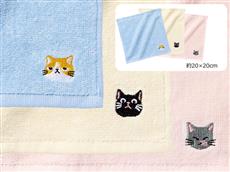 猫の刺繍入りタオル　１枚