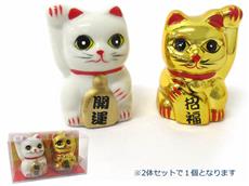白と金の招き猫２個セット　１個