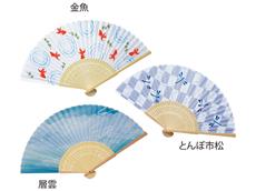 涼しげな日本の夏和柄扇子　1個