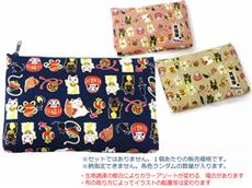 縁起柄の角平ポーチ