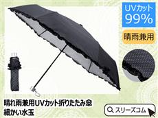 晴れ雨兼用UVカット折りたたみ傘：細かい水玉